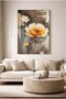 Rustic Modern Decorative Tempered Glass Painting with Yellow and Orange Flowers - Painting for Business, Home and School - 2