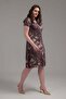 Women's Coffee Beige Floral Pattern Large Size Stretchy Midi Dress - 5