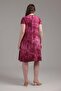 Women's Burgundy Batik Painting Plus Size Stretchy Midi Dress - 8