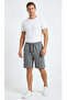 Men's Smoked Regular Relaxed Fit Bermuda Shorts with Elastic Waist and Side Pockets - 2