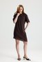 Coffee Color Half Sleeve Knee Length Skirt Hem Lace Dress