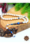 Burgundy-Blue Special System Tassel-Adorned Handcrafted Imame Natural Cultured Pearl Stone Prayer Beads 201025524 - 2