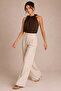 Sleeveless Brown Blouse with Ruffled Collar and Tie Detail - 7
