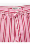 Cotton Striped Short Wide-Leg Pants with Tie-Waist - Crop Wide Leg Jeans - 8