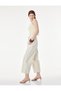 Cotton Striped Short Wide-Leg Pants with Tie-Waist - Crop Wide Leg Jeans - 2