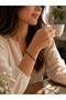 Stylish Gold Color Women's Bracelet with Black Arrow-Shaped Stones - 2
