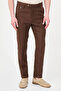 Straight Slim Fit 100% Linen Men's Trousers Light Brown - 38363.26Y - 5