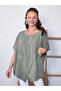 Women's Khaki Asymmetrical Buttoned Cotton Linen Blouse Loose Tunic Pinterest - 4