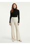 Women's Beige Ribbed Knitwear Palazzo Trousers