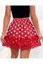 Women's Elastic Waist Lace Detailed Sandy Fabric Polka Dot Mini Skirt Length 45 cm - 4