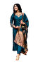 Teal Blue Silk Blend Embroidered Straight Kurta Set with Jacquard Dupatta - TRNT1206 Teal Blue