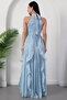 Halter Neck Ruffled Satin Dress Eli̇6073 - 8