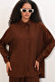 Women's Textured Shirt and Pants Two-Piece Set 6710 - Brown - 2