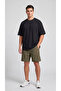 Khaki Parachute Fabric (Woven) Shorts with Back Pockets and Zipper Bermuda - 3