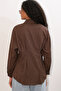 Women's Waist-Slit Poplin Shirt 20384 - Brown - 6