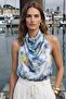 Sleeveless Patterned Blouse - Blue