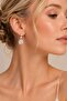 Silver Color Crystal Snowflake Detailed Dangle Hoop Earrings-Stainless Steel - 4