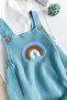 Sky Blue Belted 100% Cotton Baby Boy Salopet Summer Jumpsuit - 4