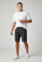 Modal Cotton Men's Shorts - Black Plaid Pattern, Elastic Waist, Comfortable Summer Shorts with Pockets Pocketed - 2