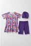 Girl's Water-Repellent Half-Closed Sea & Pool 3-Piece Swimsuit Set 8-12 Years - 2