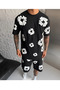 Trendy Floral Patterned Unisex Oversize Two-Piece Set