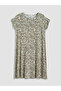 Nevavm A-Line Dress with Oval Neckline Pattern and Difference in Color - 5