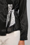 Women's Double-Breasted Satin Shirt 20386 - Black - 5