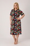 Women's Plus Size 100% Cotton Combed Fabric Buttoned Summer Dress / Black-Red 4180 - 3