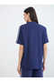 Navy Blue Badge Detail Oversized T-Shirt - 5