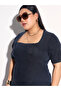Plus Size Denim Washed Bodycon Midi Dress - 4