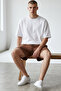 Men's brown elastic waist relaxed fit shorts - 3