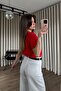 Red Crew Neck Premium Oversize Cotton T-Shirt - 7