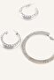 Women's Silver Color 2-Piece Hoop Earrings H8635Axns - 2