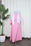 Buckle Detailed Belted Terry Cotton Dress Pink Hnt0332 - 8