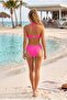 Women's Vibrant Pink Strapless Gathered Detailed Lined Bikini Set Hzl26S-Lc5004 - 4