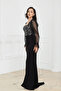 Sequin Fish Dress with Tulle Sleeves - Black - 5