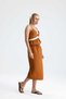 Canella Lace Detailed Strappy Blouse Midi Skirt Tile Suit - 3