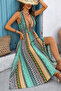 New Season Women's Strappy Deep V Chest Low-Cut Patterned Long Single Jersey Summer Dress - 2