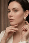 Natura Seri̇ Women's Gold - Amber Color Natural Stone Look Dangle Earrings with Branched Leaf Detail - 6
