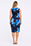 Women's Plus Size Navy Blue Dress with Collar Detail and Stone Embellishments, Floral Pattern Lining 65N39520 - 7