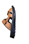 Men's Flat Sole Orthopedic Massage Double Strap Genuine Leather Slippers - 2
