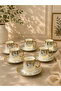 Acar 6-Person Luxury Gold Gilded Porcelain Patterned Coffee Cup Set 100ml - 2