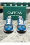 Genuine Leather Gray Blue White Combination Handmade Casual Sports Men's Shoes Prague - 4