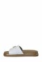Women's White Daily Slippers with Gold Buckle and Thick Tan Sole - 4