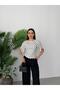 Women's White-Black Crew Neck Wide Sleeve Polka Dot Blouse Elt7249 - 4