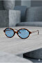 Emma Unisex Women Men Square Rectangle Leopard Blue Retro Uv400 Stylish Classic Bone Sunglasses - 2