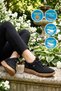 Black Nubuck Genuine Leather Orthopedic Women's Casual Shoes 410 Z
