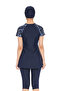 Short Sleeve Lycra Semi-Closed Swimsuit 6274 Dark Navy Blue - 4