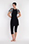 Short Sleeve Lycra Semi-Covered Swimsuit 6071 Dark Navy Blue02 - 2