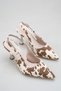 050 Women's Leopard Textured Stone Detailed Slingback Stiletto Metallic Heeled Shoes for Evening Dresses and Special Occasion Elegance